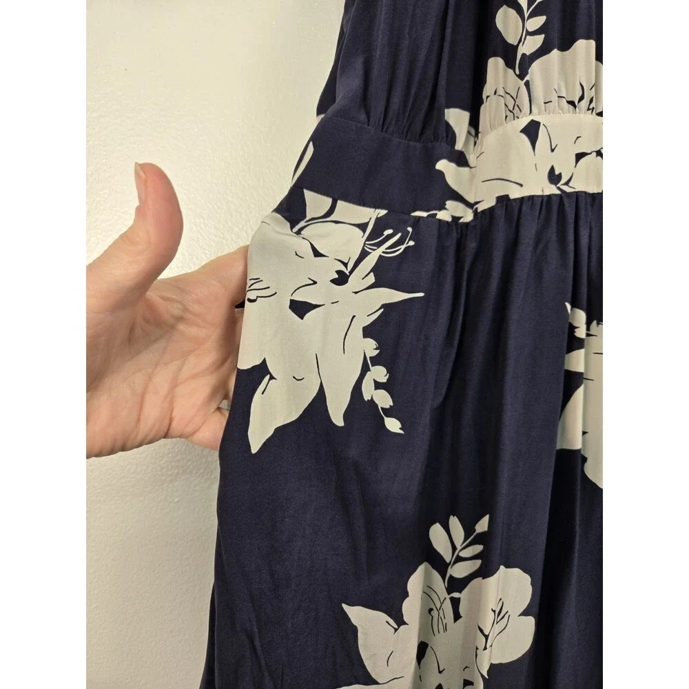 Boden Icons Agnes Dress Navy Floral Halter Midi Keyhole Size US 12 UK 16 Silk - Picture 6 of 13